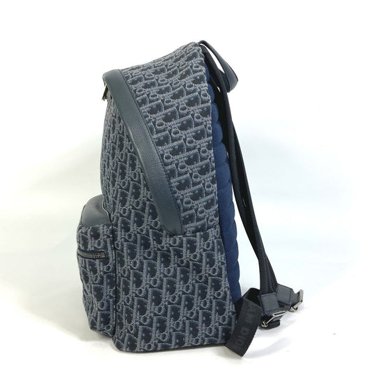 Dior Backpack Canvas / leather Navy Trotter Oblique Backpack mens Used Authentic