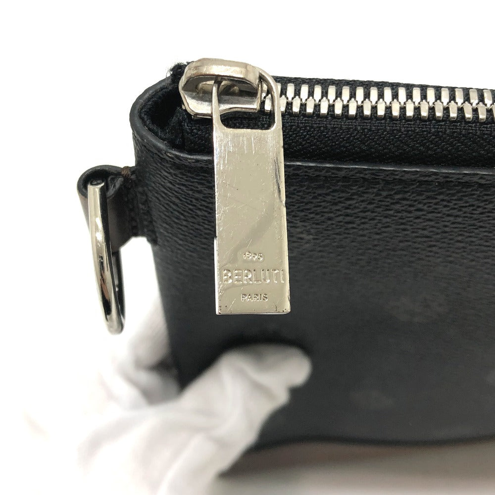 Berluti Clutch bag E1129 leather black Signature business bag mens Used Authentic