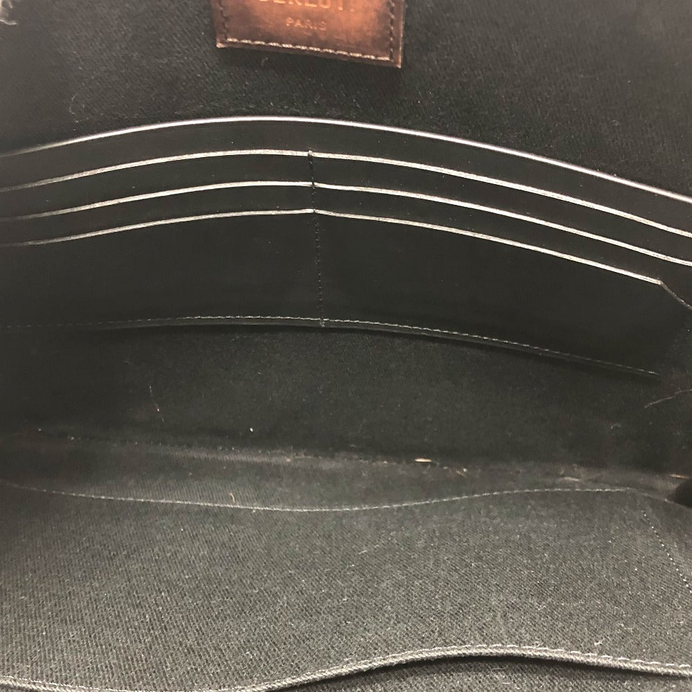 Berluti Clutch bag E1129 leather black Signature business bag mens Used Authentic