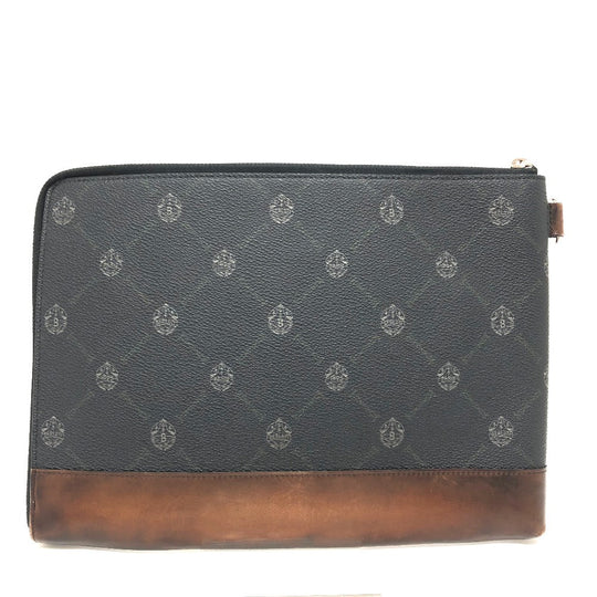 Berluti Clutch bag E1129 leather black Signature business bag mens Used Authentic
