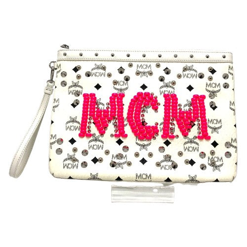 MCM Clutch bag leather white Logogram clutch Women Used Authentic