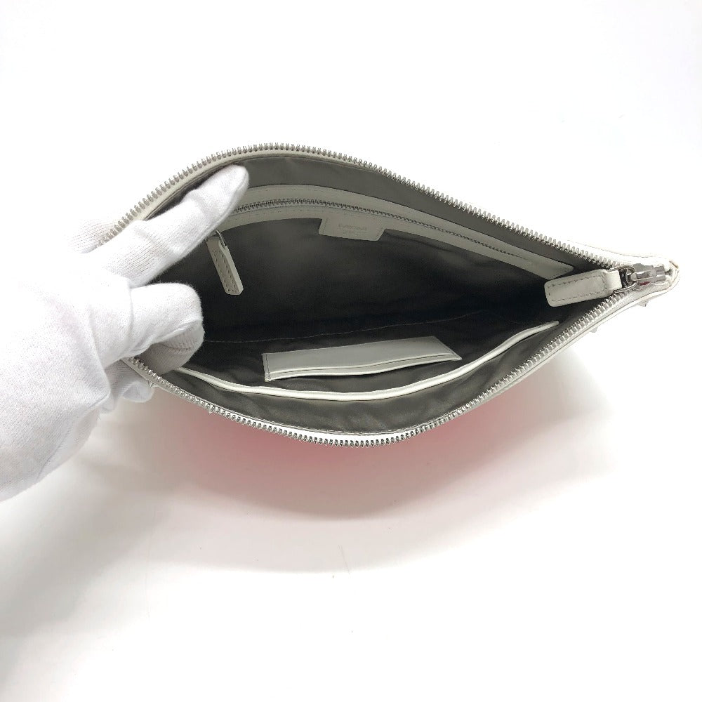 MCM Clutch bag leather white Logogram clutch Women Used Authentic