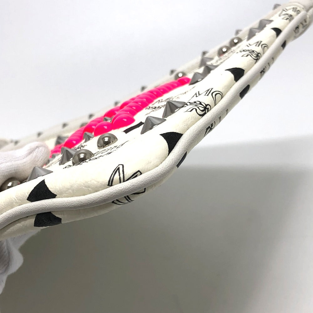 MCM Clutch bag leather white Logogram clutch Women Used Authentic