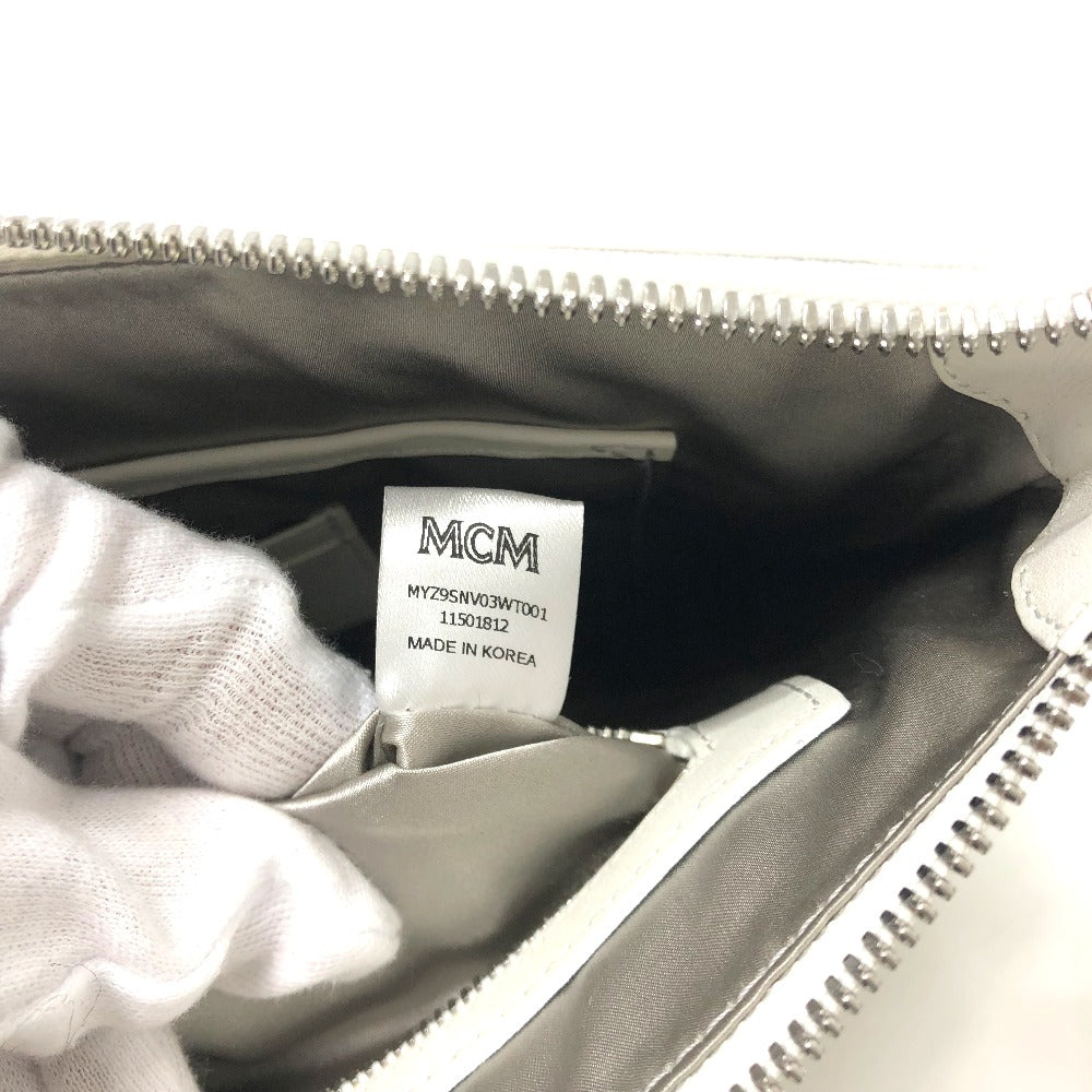 MCM Clutch bag leather white Logogram clutch Women Used Authentic