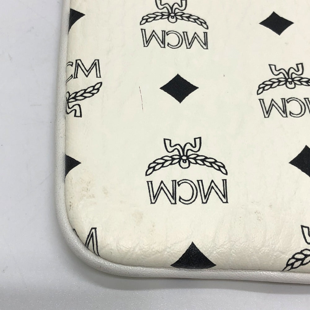 MCM Clutch bag leather white Logogram clutch Women Used Authentic