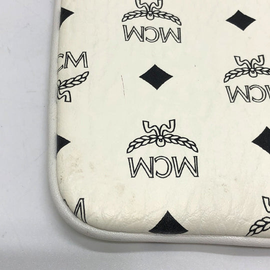 MCM Clutch bag leather white Logogram clutch Women Used Authentic