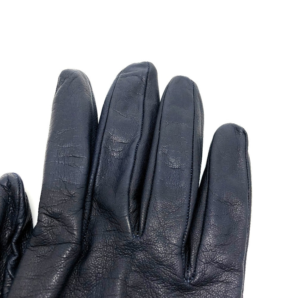 HERMES Glove leather Navy / Red Fashion Accessories apparel Women 6 Used Authentic