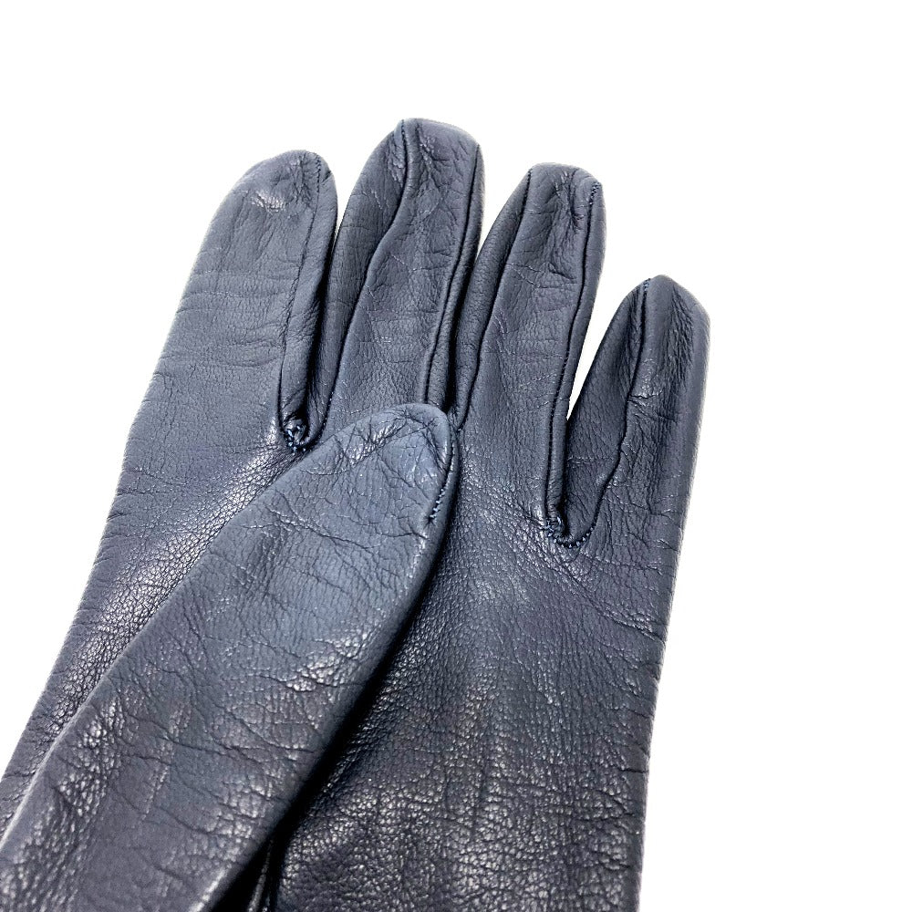 HERMES Glove leather Navy / Red Fashion Accessories apparel Women 6 Used Authentic
