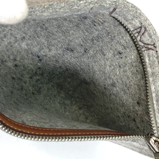 HERMES Tote Bag Felt, Leather gray Shoulder Bag Shoulder Bag Tote Bag Women Used Authentic