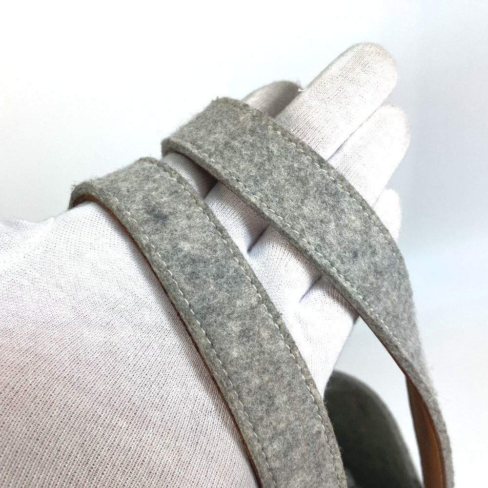 HERMES Tote Bag Felt, Leather gray Shoulder Bag Shoulder Bag Tote Bag Women Used Authentic