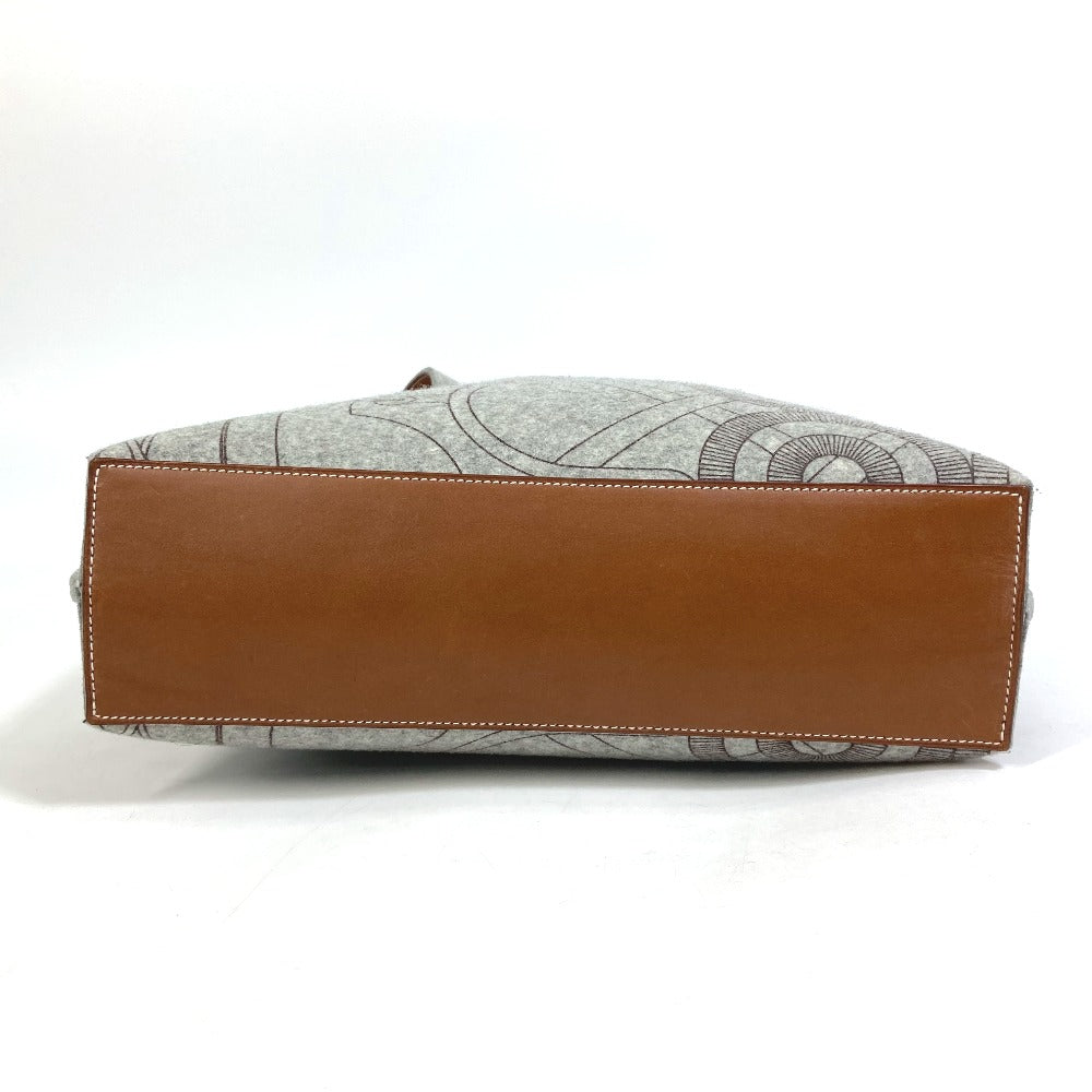 HERMES Tote Bag Felt, Leather gray Shoulder Bag Shoulder Bag Tote Bag Women Used Authentic