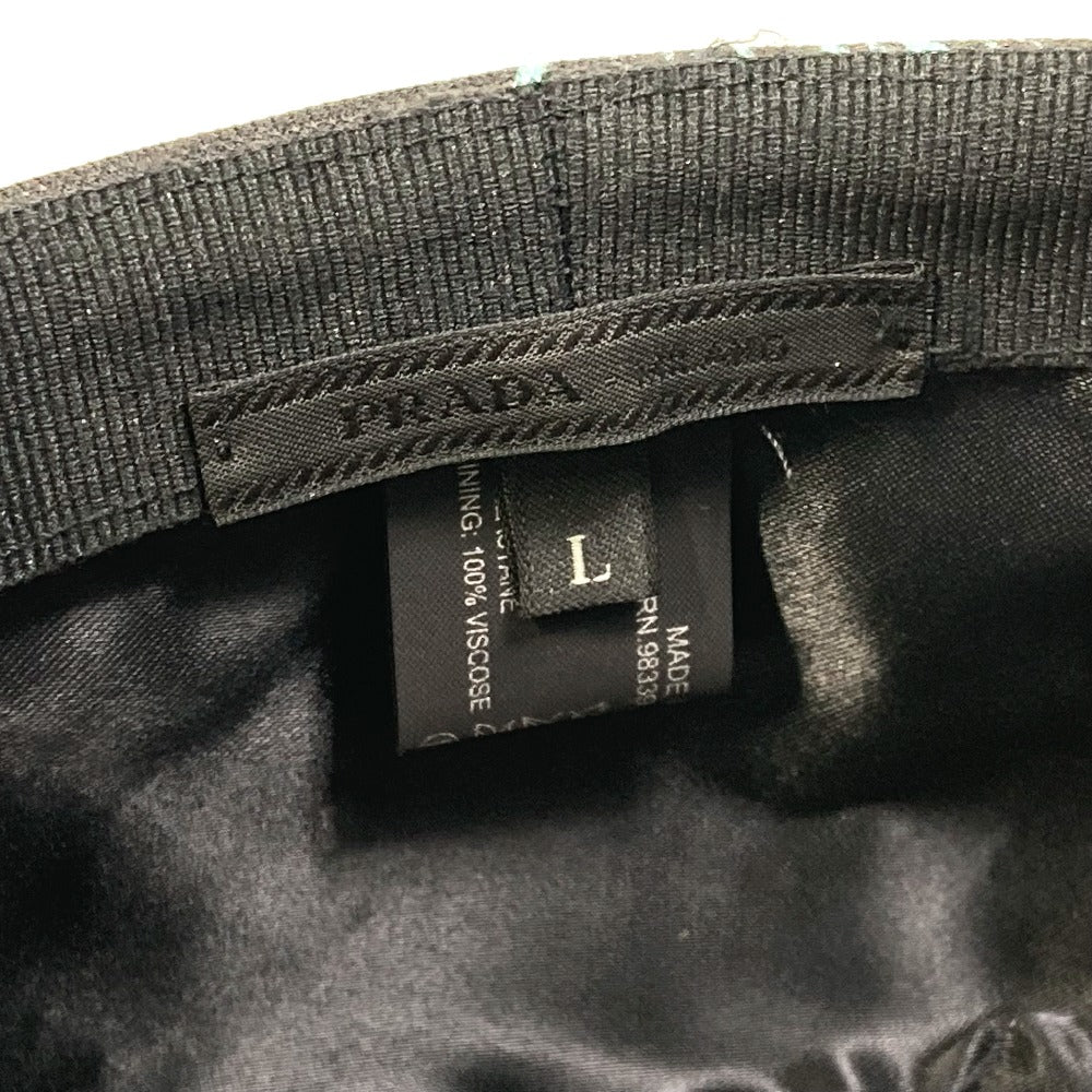 PRADA Casquette Nylon Blue x black Floral hat Women L Used Authentic