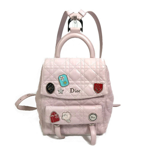 Christian Dior Backpack leather pink Cannage Stardust Small Backpack Women Used Authentic