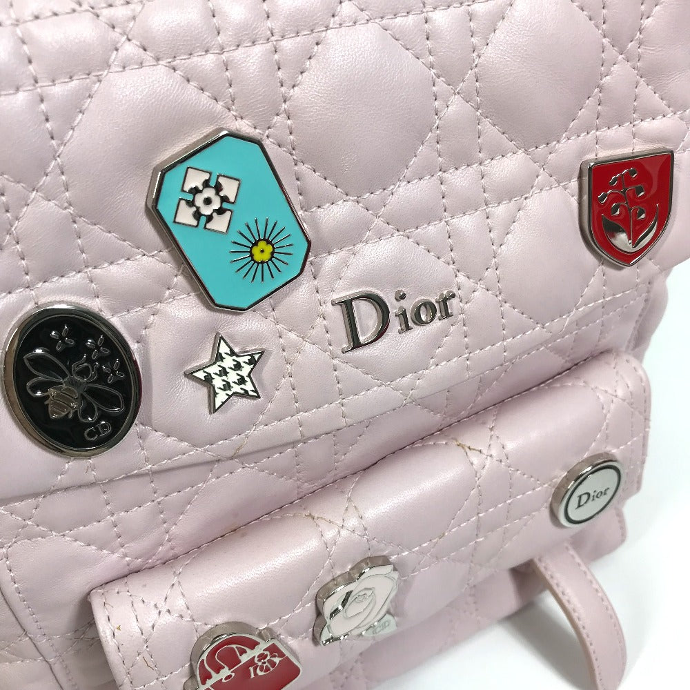Christian Dior Backpack leather pink Cannage Stardust Small Backpack Women Used Authentic