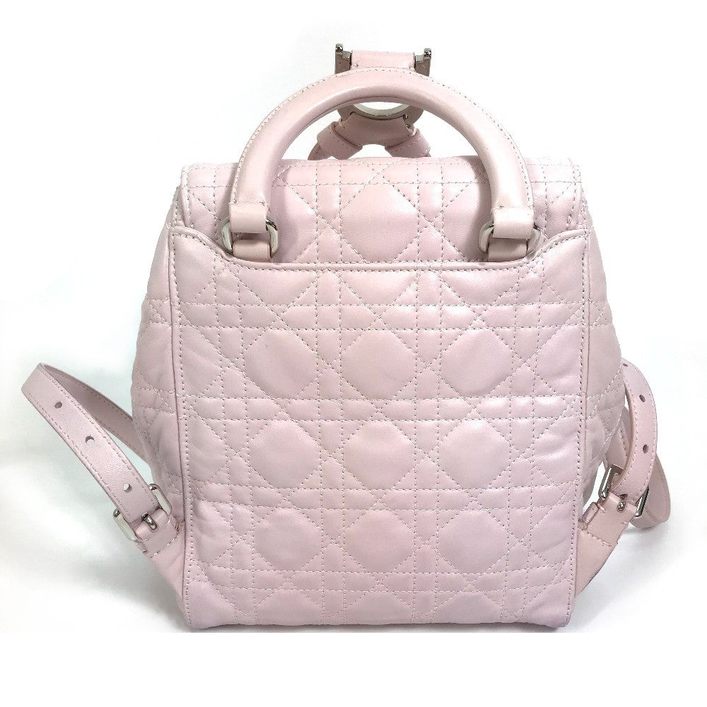 Christian Dior Backpack leather pink Cannage Stardust Small Backpack Women Used Authentic