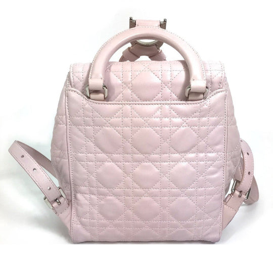 Christian Dior Backpack leather pink Cannage Stardust Small Backpack Women Used Authentic