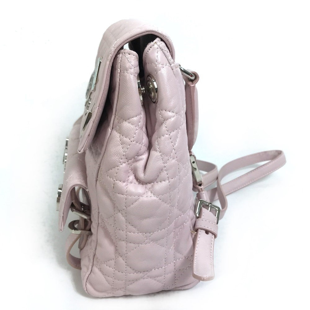 Christian Dior Backpack leather pink Cannage Stardust Small Backpack Women Used Authentic