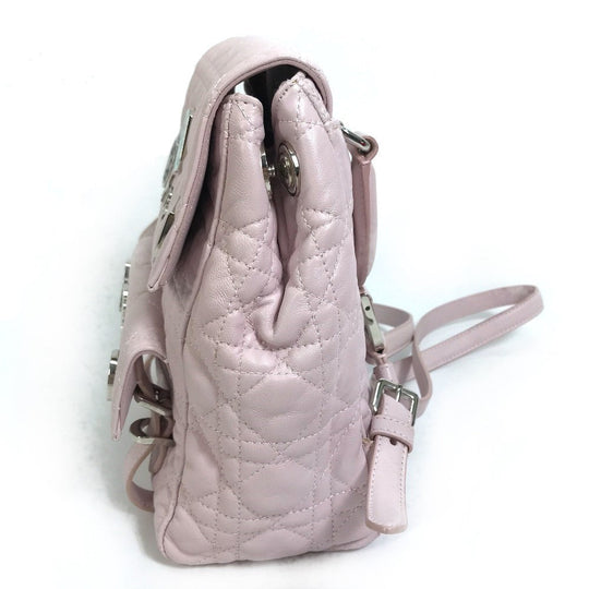 Christian Dior Backpack leather pink Cannage Stardust Small Backpack Women Used Authentic