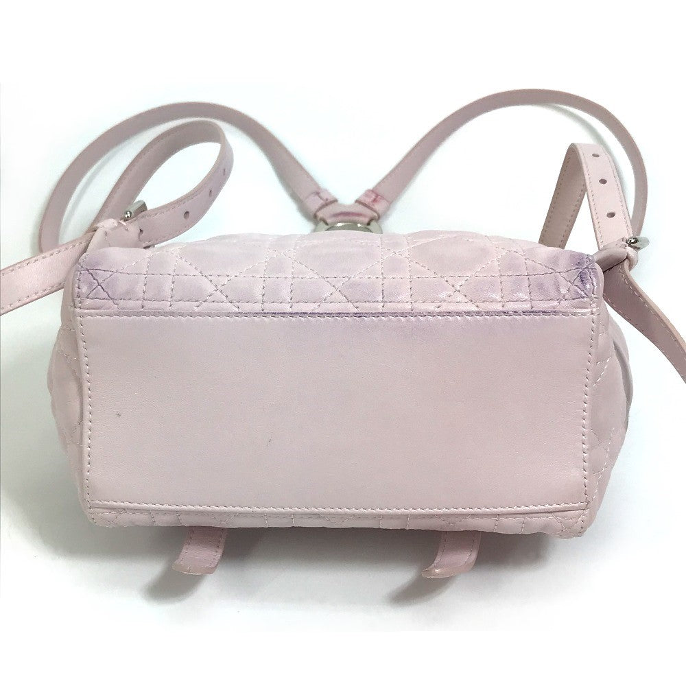 Christian Dior Backpack leather pink Cannage Stardust Small Backpack Women Used Authentic