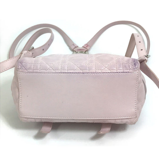 Christian Dior Backpack leather pink Cannage Stardust Small Backpack Women Used Authentic