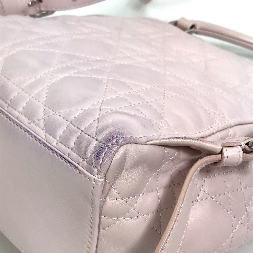 Christian Dior Backpack leather pink Cannage Stardust Small Backpack Women Used Authentic
