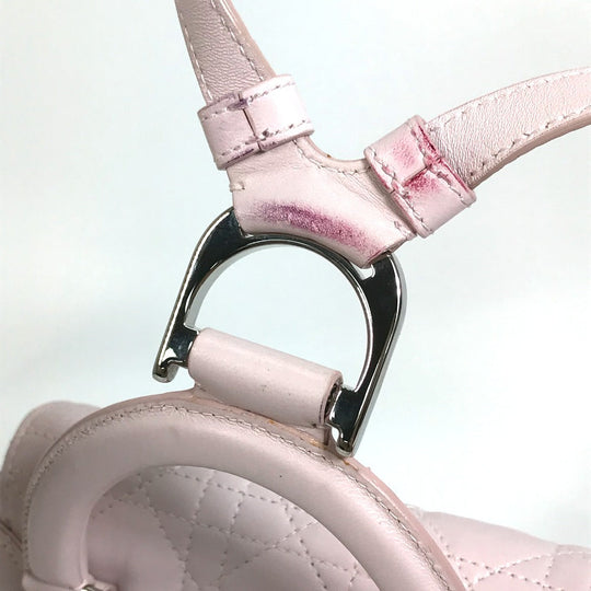 Christian Dior Backpack leather pink Cannage Stardust Small Backpack Women Used Authentic