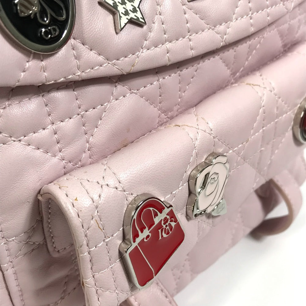 Christian Dior Backpack leather pink Cannage Stardust Small Backpack Women Used Authentic