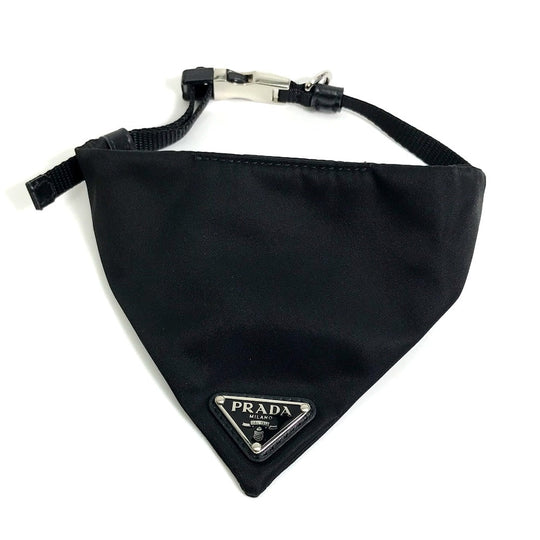 PRADA Scarf Nylon black With logo pet muffler unisex(Unisex) Used Authentic