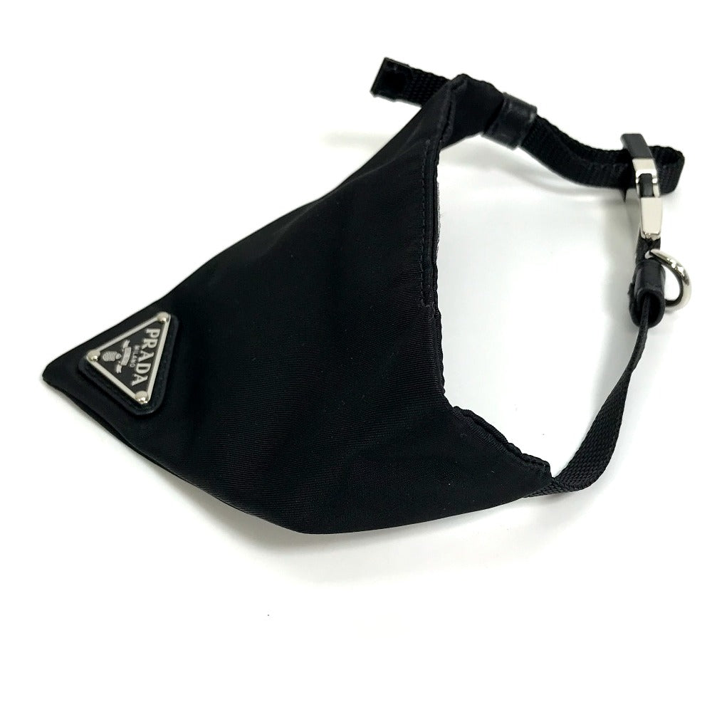 PRADA Scarf Nylon black With logo pet muffler unisex(Unisex) Used Authentic