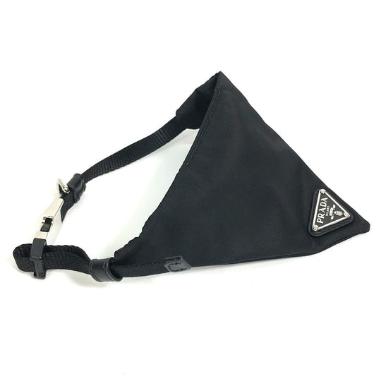 PRADA Scarf Nylon black With logo pet muffler unisex(Unisex) Used Authentic