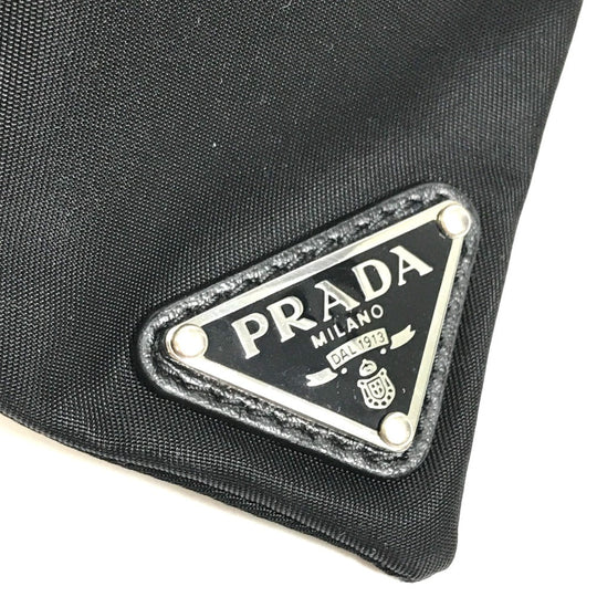 PRADA Scarf Nylon black With logo pet muffler unisex(Unisex) Used Authentic