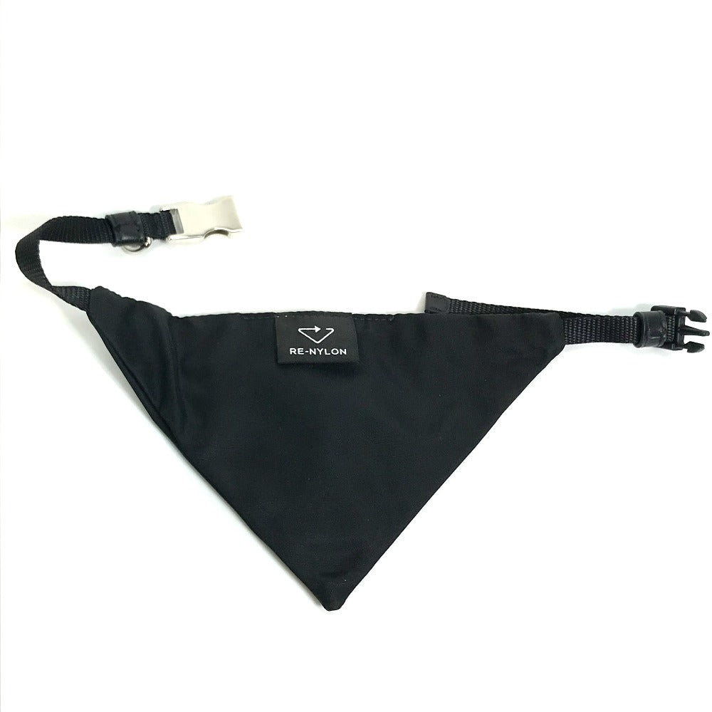 PRADA Scarf Nylon black With logo pet muffler unisex(Unisex) Used Authentic