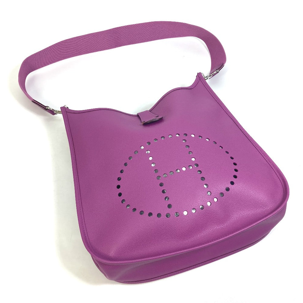 HERMES Shoulder Bag Epsom purple H logo punching Evelyn 2 GM Women Used Authentic