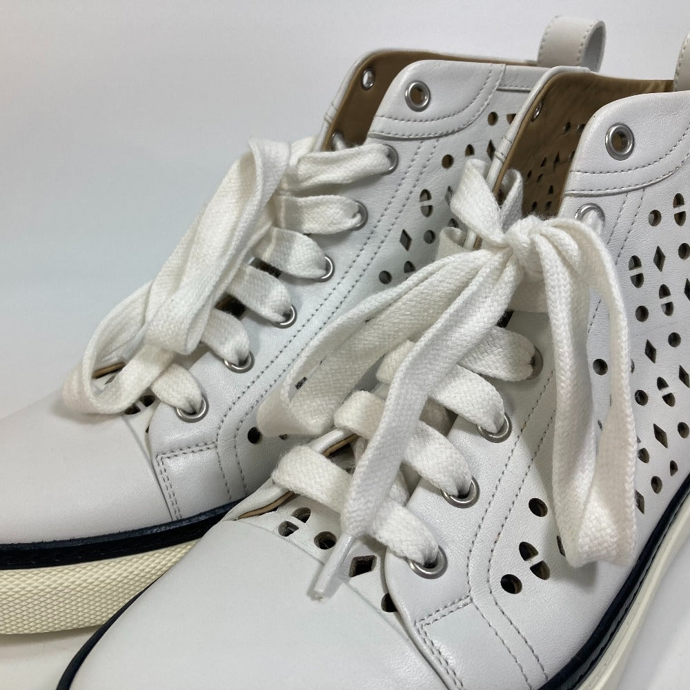 HERMES sneakers leather white punching High cut Women 37 Used Authentic