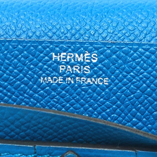 HERMES Long Wallet Purse Epsom blue Beansufla Wallet Women Used Authentic