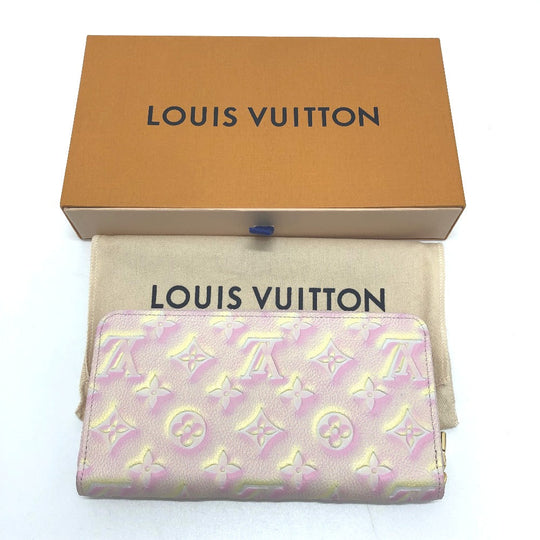 LOUIS VUITTON Long Wallet Purse M81299 Monogram Ann Platt Leather pink Monogram Ann Platt Wallet Women Used Authentic