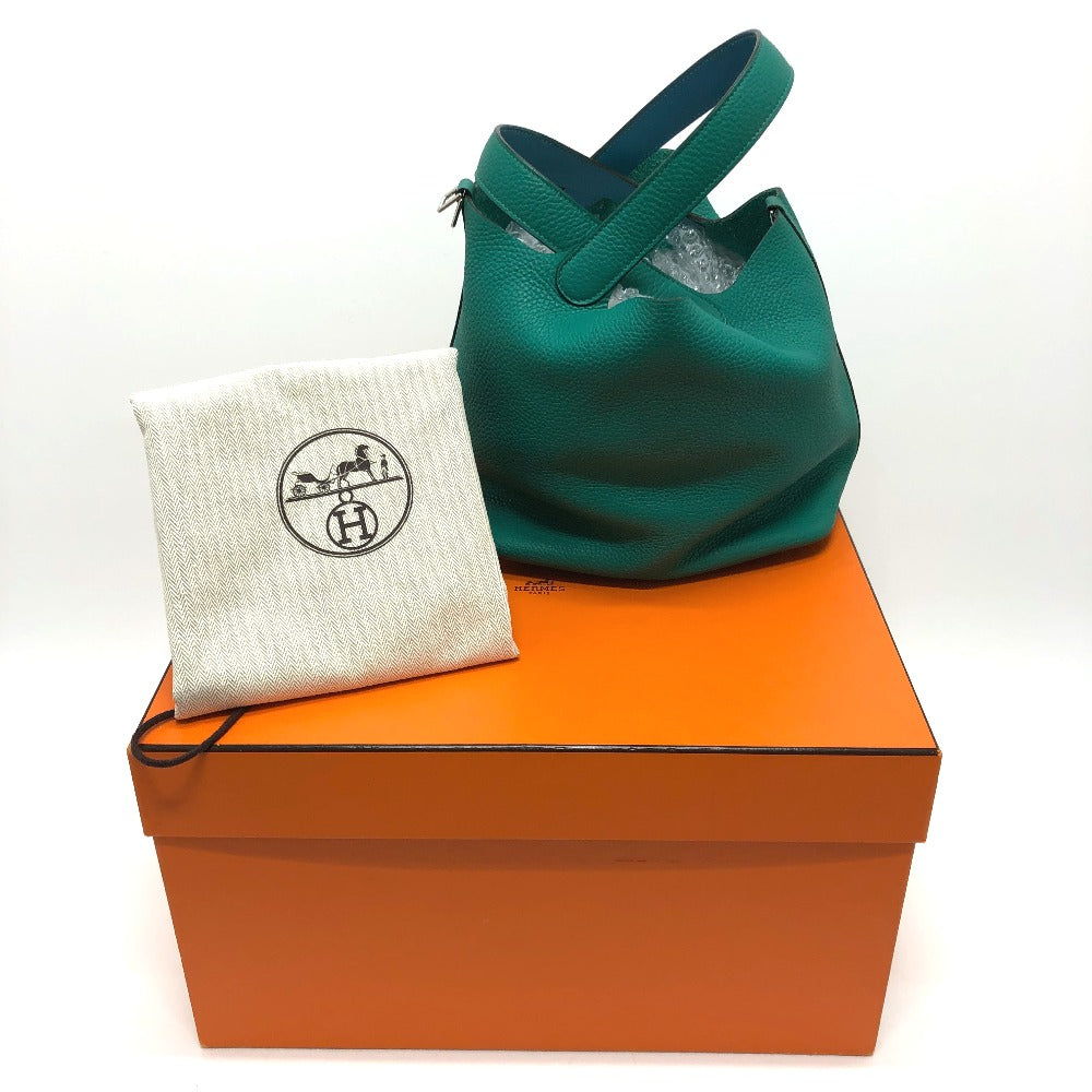 HERMES Handbag Taurillon Clemence green Picotin Lock Eclat MM 22
