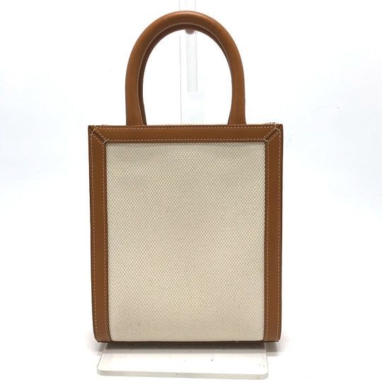 CELINE Shoulder Bag Canvas / leather beige logo Vertical hippo mini Women Used Authentic