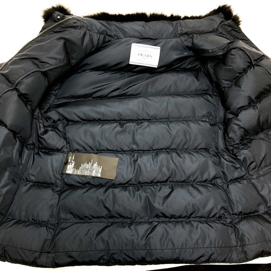 PRADA Down jacket Down, Nylon Navy Women 42S Used Authentic