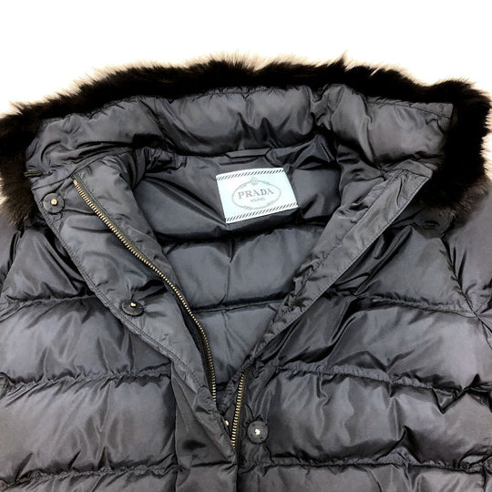 PRADA Down jacket Down, Nylon Navy Women 42S Used Authentic