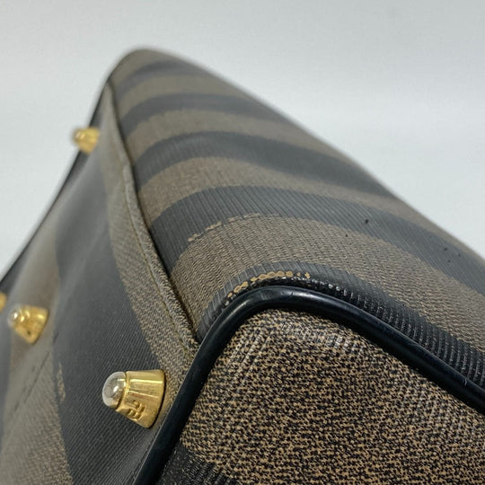 FENDI Boston Duffel bag PVC / Leather Brown Handbag Pecan