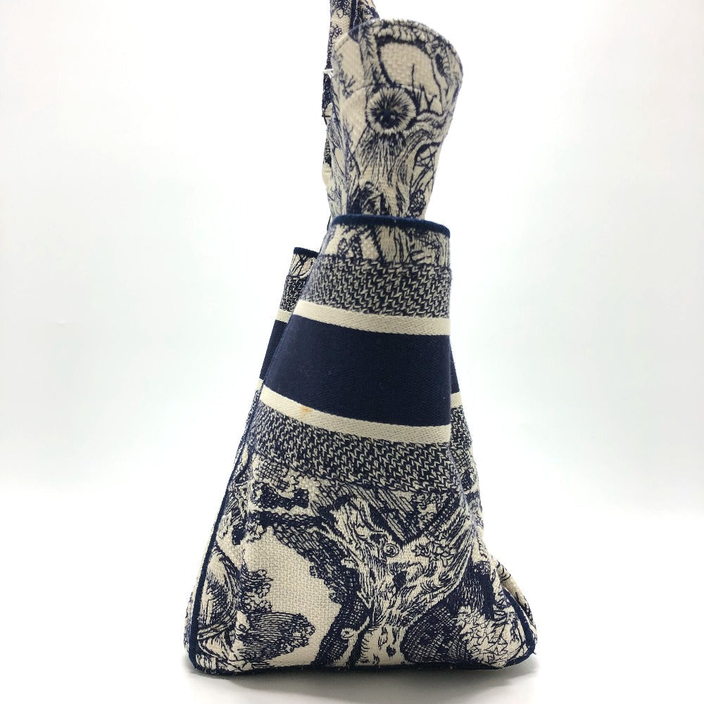 Dior Tote Bag M1279ZTDT canvas Navy Oblique Embroidered Book Tote/Shoulder Women Used Authentic