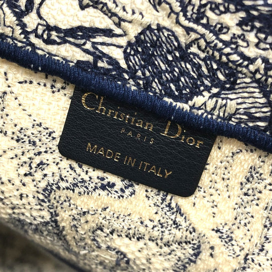 Dior Tote Bag M1279ZTDT canvas Navy Oblique Embroidered Book Tote/Shoulder Women Used Authentic