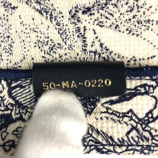 Dior Tote Bag M1279ZTDT canvas Navy Oblique Embroidered Book Tote/Shoulder Women Used Authentic