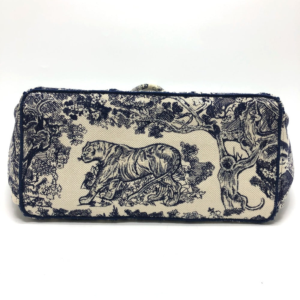 Dior Tote Bag M1279ZTDT canvas Navy Oblique Embroidered Book Tote/Shoulder Women Used Authentic