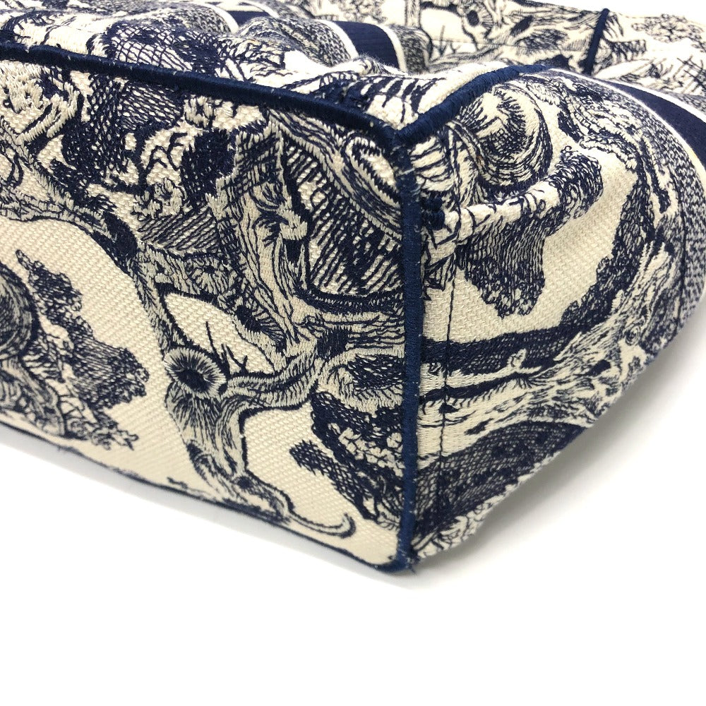 Dior Tote Bag M1279ZTDT canvas Navy Oblique Embroidered Book Tote/Shoulder Women Used Authentic