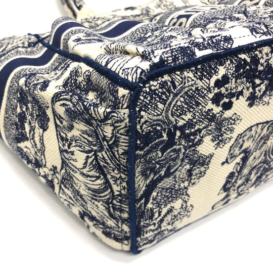 Dior Tote Bag M1279ZTDT canvas Navy Oblique Embroidered Book Tote/Shoulder Women Used Authentic