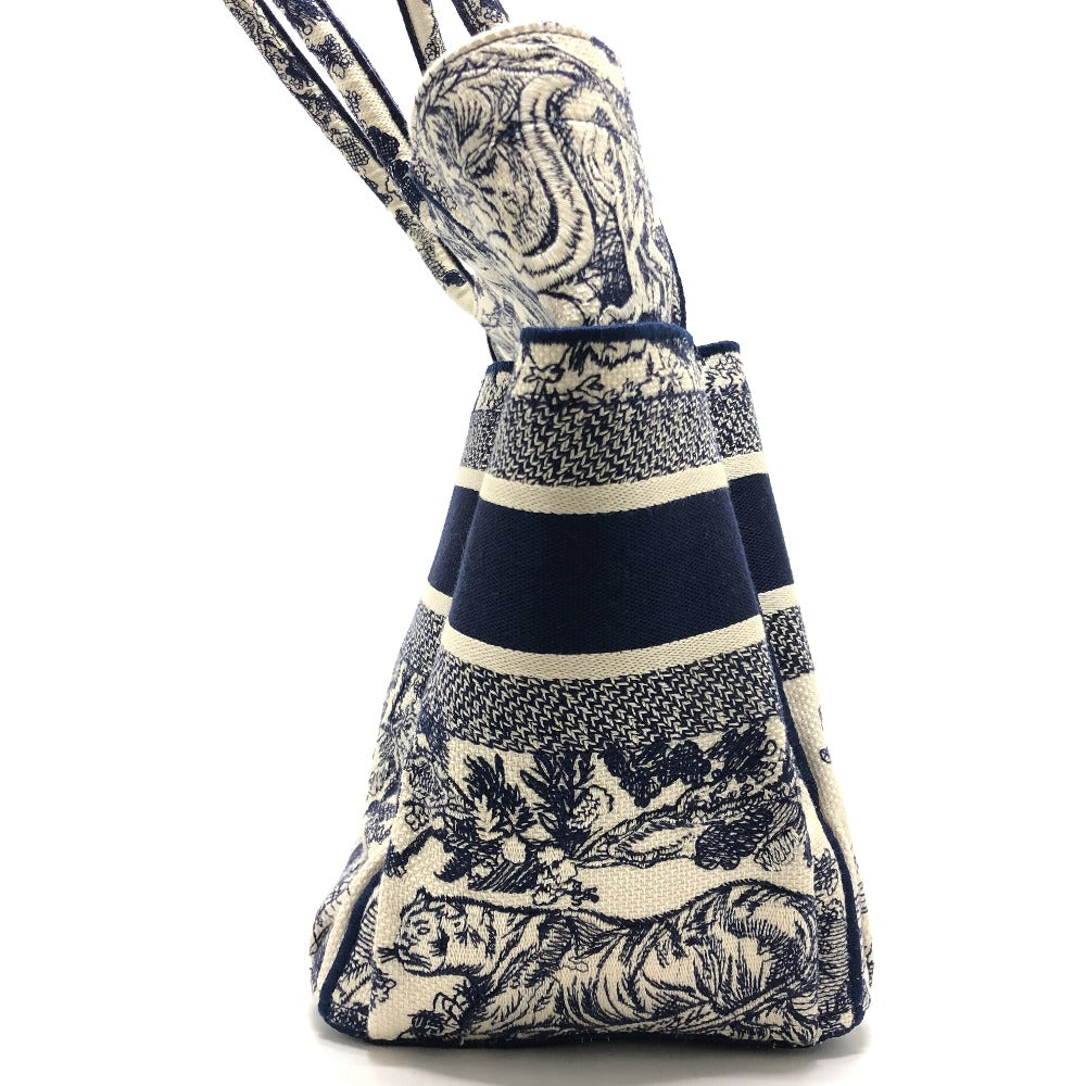 Dior Tote Bag M1279ZTDT canvas Navy Oblique Embroidered Book Tote/Shoulder Women Used Authentic