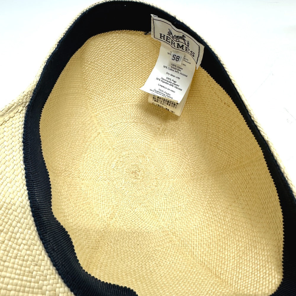 HERMES cap Cotton, Viscose beige Panama Brisa Newsboy Cap Riley unisex(Unisex) 58 Used Authentic