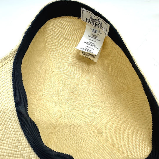 HERMES cap Cotton, Viscose beige Panama Brisa Newsboy Cap Riley unisex(Unisex) 58 Used Authentic